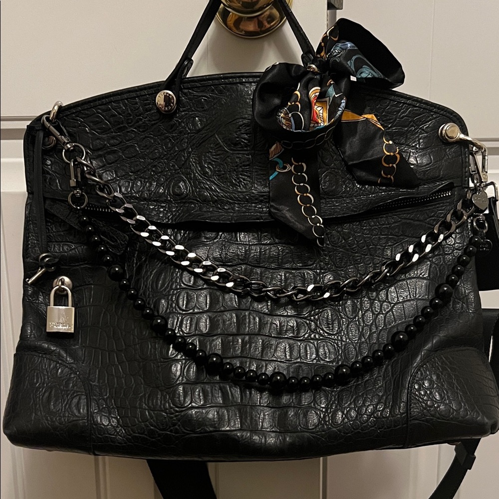 Furla Black Croc Large Piper